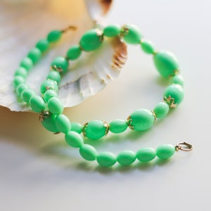 Vintage mint necklace Blue green lucite chunky choker for women Beaded necklace 17 Inches image 6