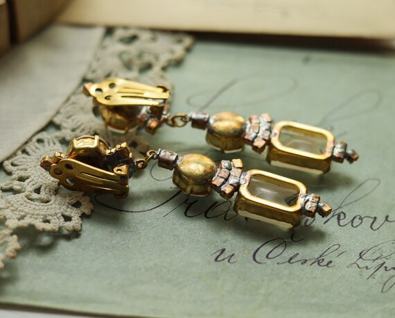 Vintage sparkly earrings Czech art deco Bridal cl… - image 7