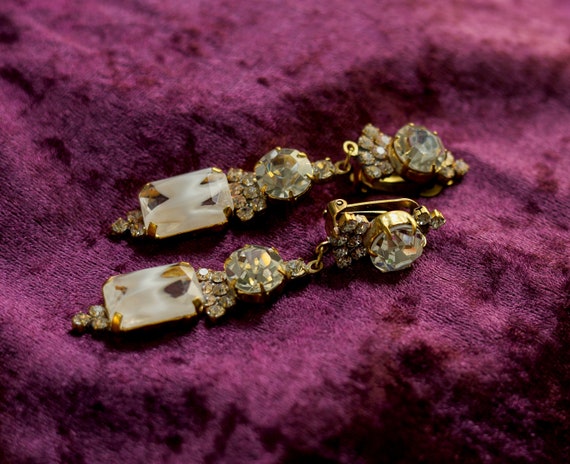 Vintage sparkly earrings Czech art deco Bridal cl… - image 5