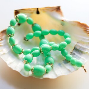 Vintage mint necklace Blue green lucite chunky choker for women Beaded necklace 17 Inches image 8