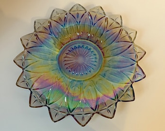Federal Glass Co. Iridescent Vintage Carnival Glass Petal Serving Dishes (2)