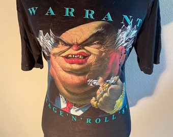 1989 WARRANT Rage and Roll Concert Tour Burnout thin Threadbare TEE T Shirt 40 large
