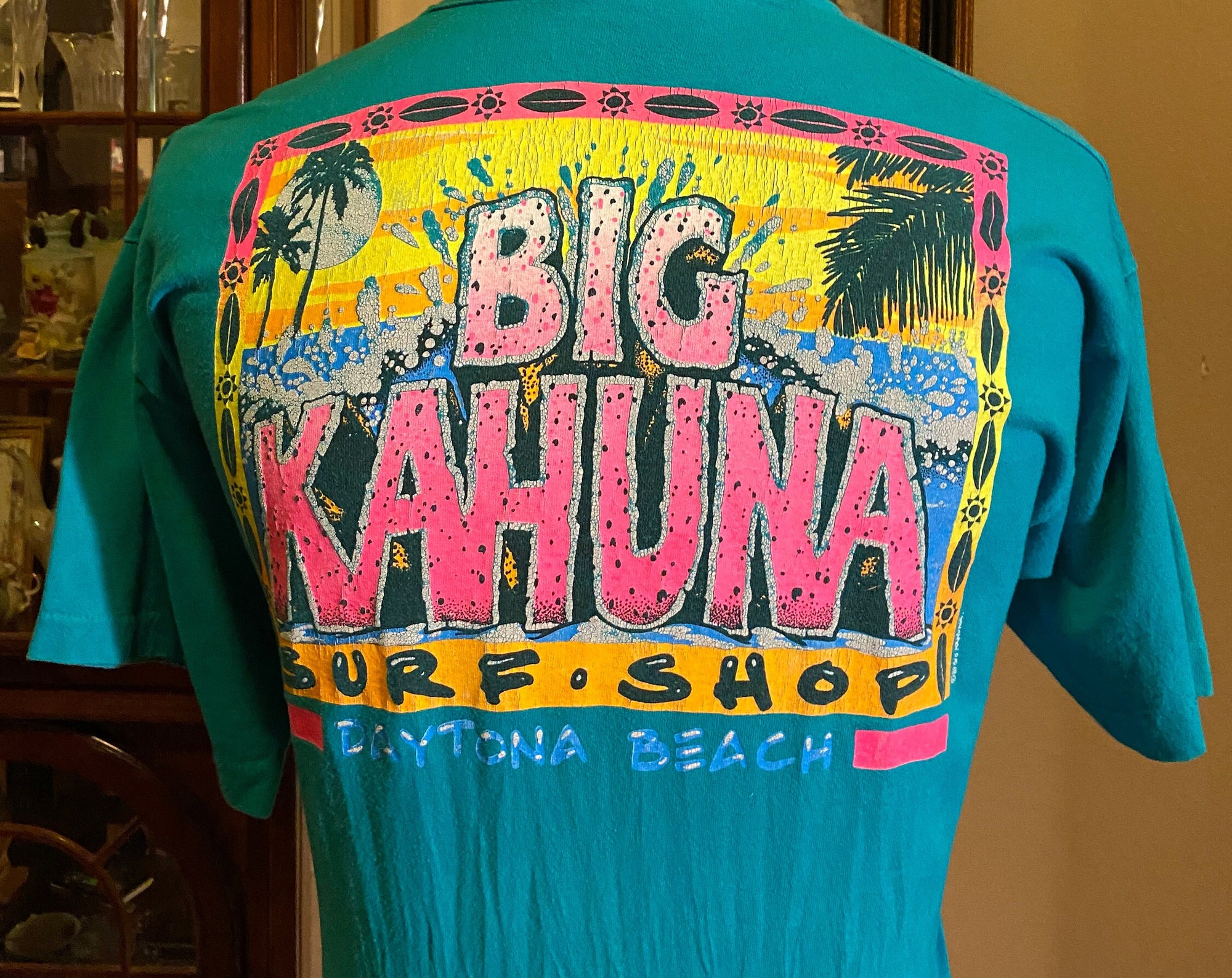 Vintage 90s Big Kahuna surf shop beach t shirt