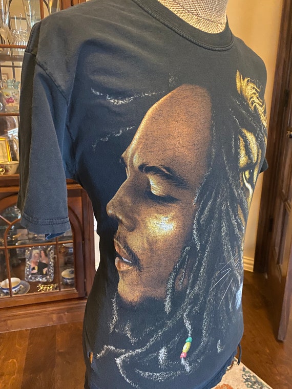 Vintage late 90s Huge Print Bob Marley Lion Judah… - image 3