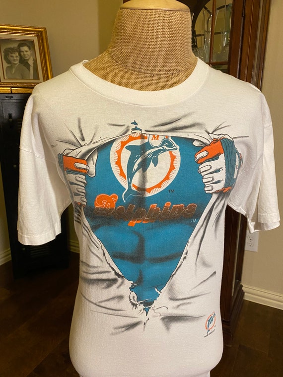 Vintage 90s Miami Dolphins Superman Art NFL Footba