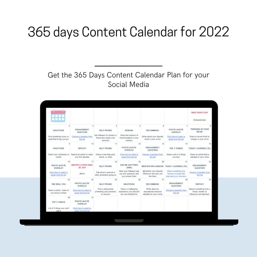 20232025 Social Media Content Calendar, Social Media Post Ideas