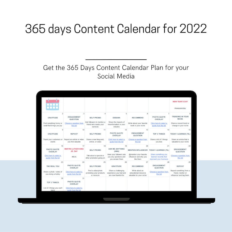 20232025 Social Media Content Calendar, Social Media Post Ideas