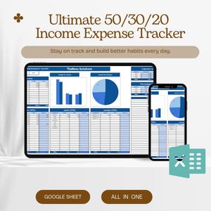 Ultimate 50/30/20 Budget Planner | Digital Income & Expense Tracker | Printable Budget Sheet | Monthly Money Organizer | Finance Tracker