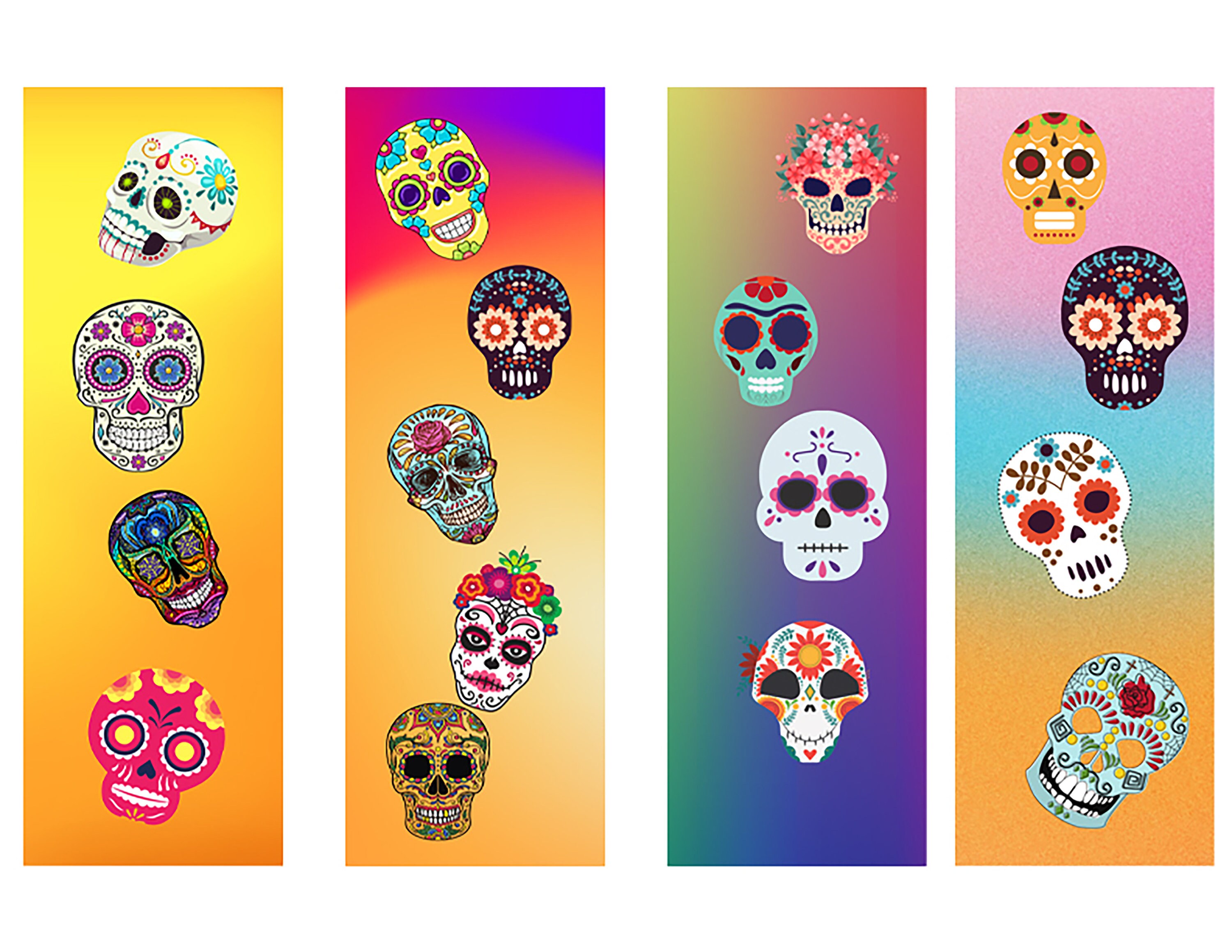 4 Sugar Skull Printable Bookmarks-Digital Download-Day Of The | Etsy