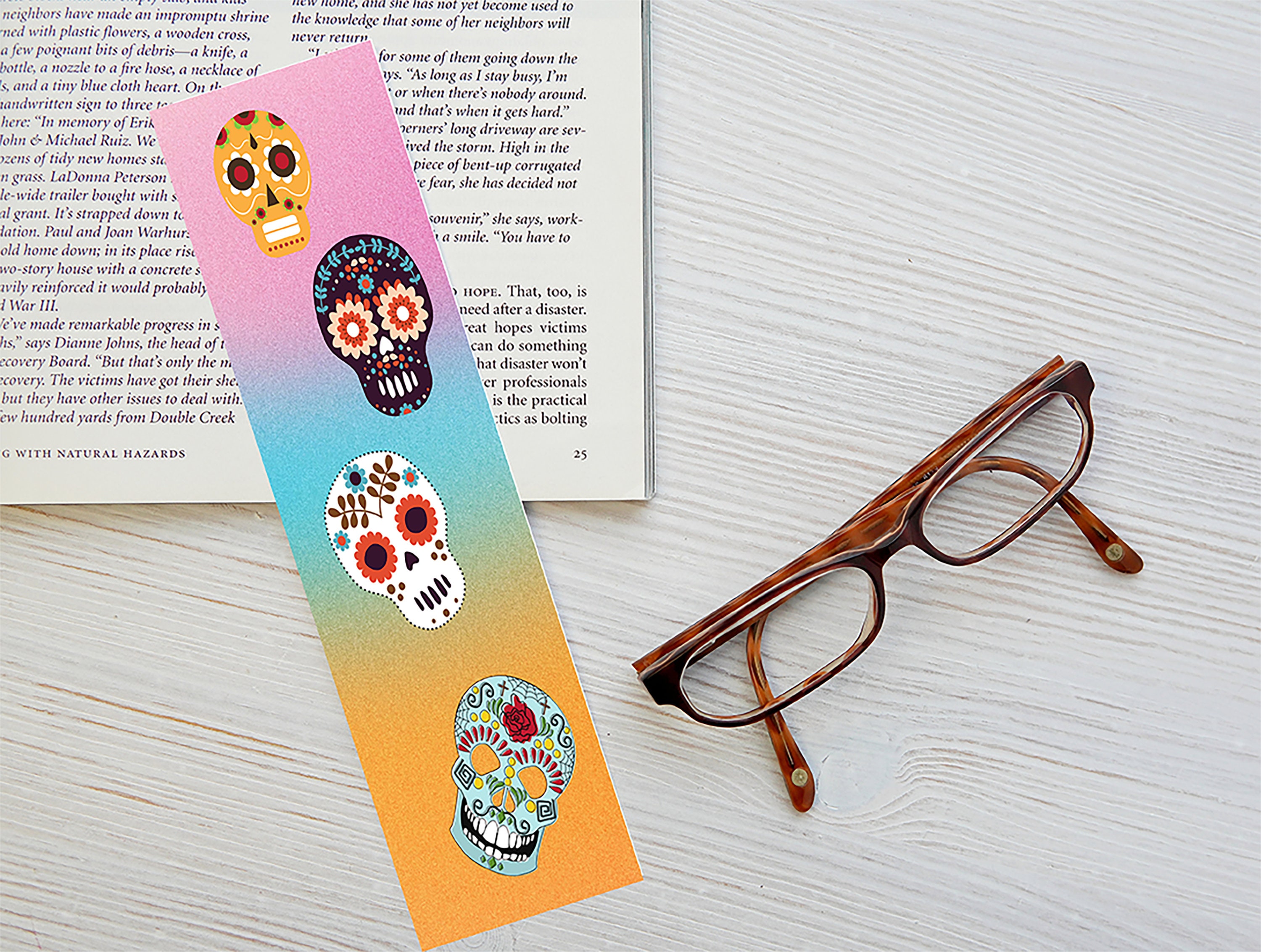 4 Sugar Skull Printable Bookmarks-Digital Download-Day Of The | Etsy
