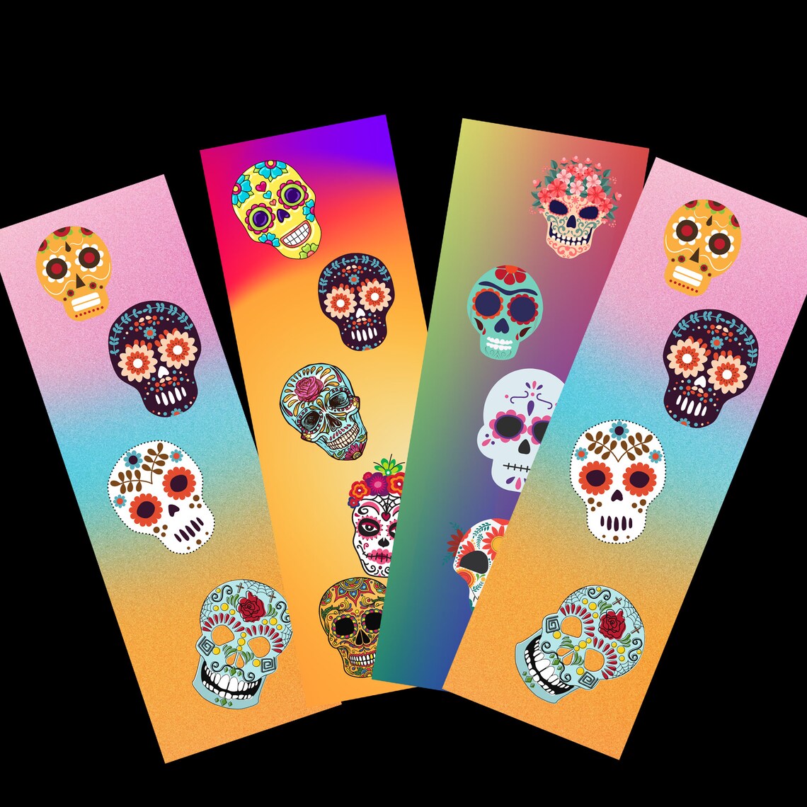 4 Sugar Skull Printable Bookmarks-Digital Download-Day Of The | Etsy