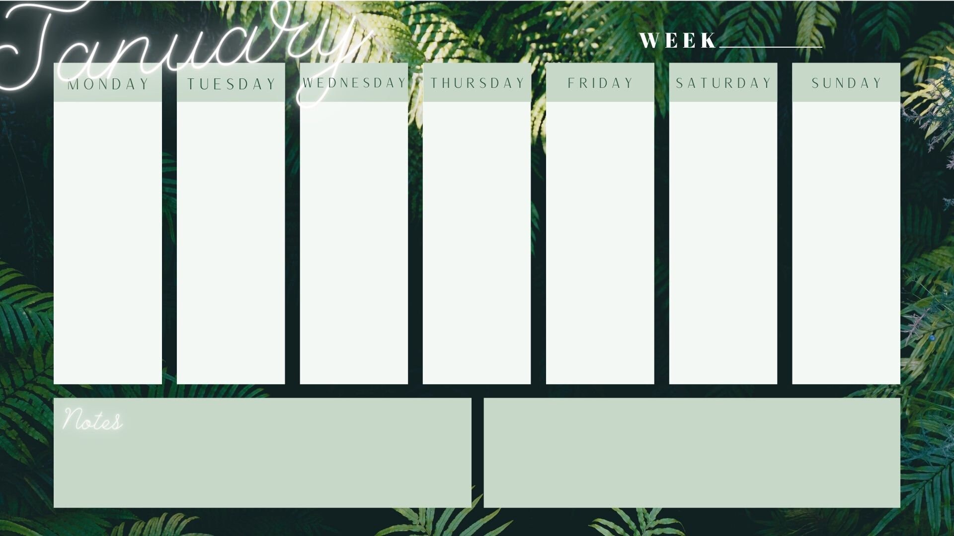 monthly blank calendar weekly planner 11 x 85 inches etsy