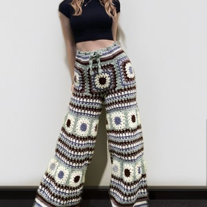 Crochet Pants, Granny Square Trousers, Unisex Knitted Pants, Gift for ...