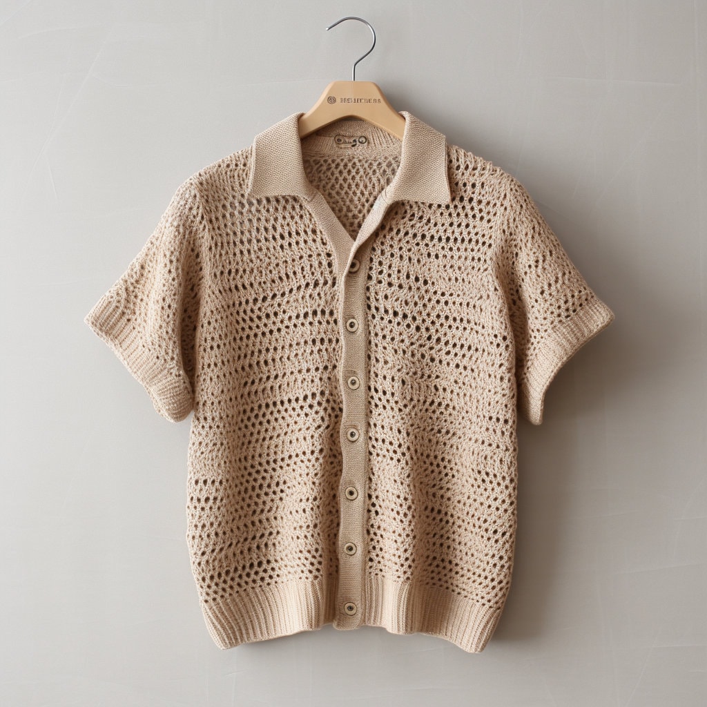 Bott 　Cotton Crochet Knit Shirts Knit Men Shirt, Crochet Shirt, Stockholm Style Shirt