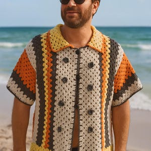 Handmade Colorful Shirt, Striped Shirt, Knitted Shirt, Boho Shirt, Summer Shirt