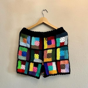 Crochet Men Shorts, Handmade Short, Granny Square Short, Patchwork Short, Knitted Short, Handknit Short, Knit Men Short image 6