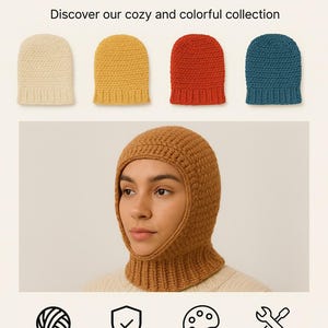 Handmade Knitted Balaclava – Soft and  Warm Winter Hood – Unique Hand-Knit Face Mask – Stylish Ski Mask for Men & Women
