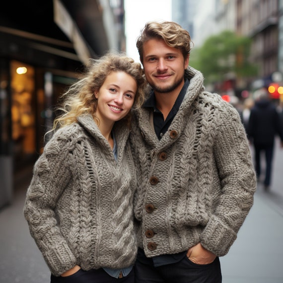 Buy Hand knit Cable Cardigan Unisex Warm Sweater Durable Knit Jacket Premium Quality Knitwear Women and Men Sweater Set Online in India Etsy