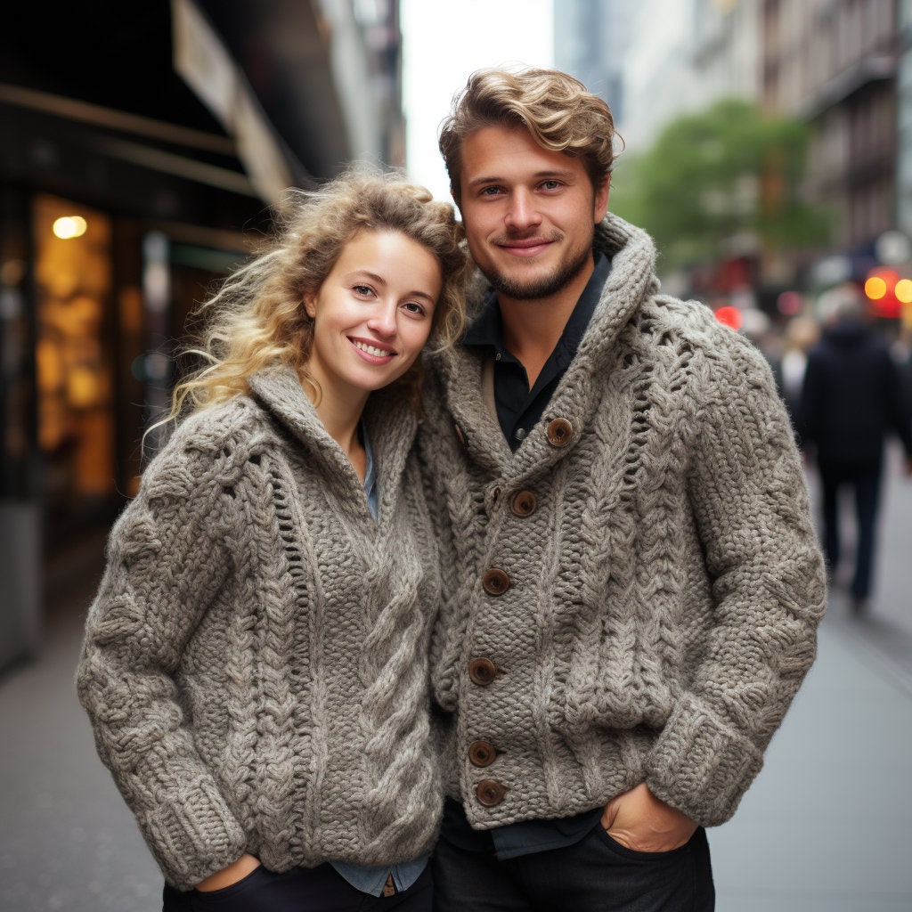 Hand-knit Cable Cardigan, Unisex Warm Sweater, Knit Jacket - Etsy