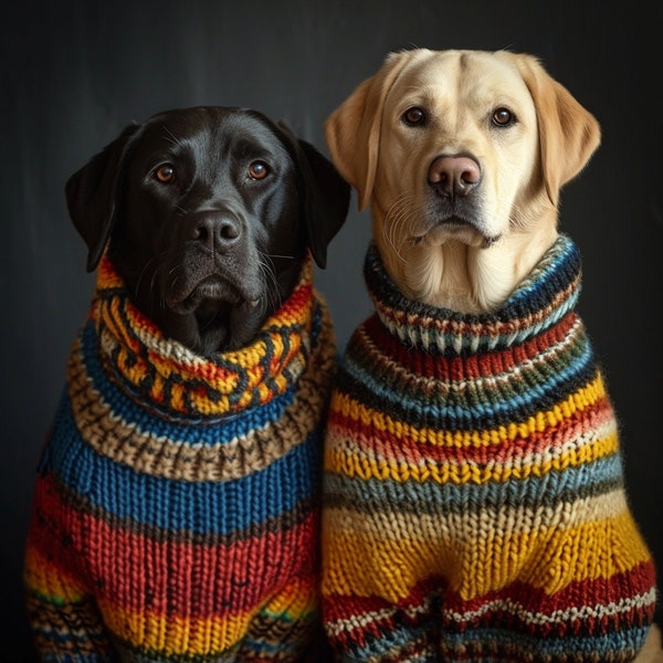 Handmade Cozy Dog Sweaters, Colorful Striped Pet Knitwear, Warm Winter Dog Clothing, Customizable Canine Apparel