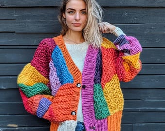 L ダンケシェーン PATCHWORK KNIT CARDIGAN L ダンケシェーン PATCHWORK KNIT CARDIGAN L ダンケシェーン