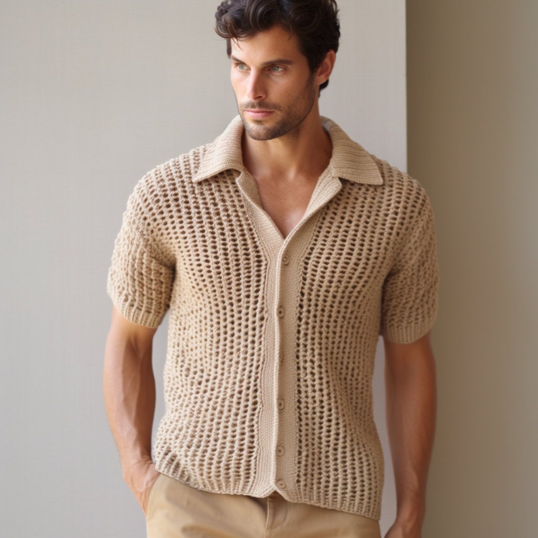 Handmade Shirt, Crochet Shirt, Shirts for Men, Bode Shirt