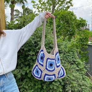 Granny Square Tote Bag, Crochet Tote Bag, Colorful Granny