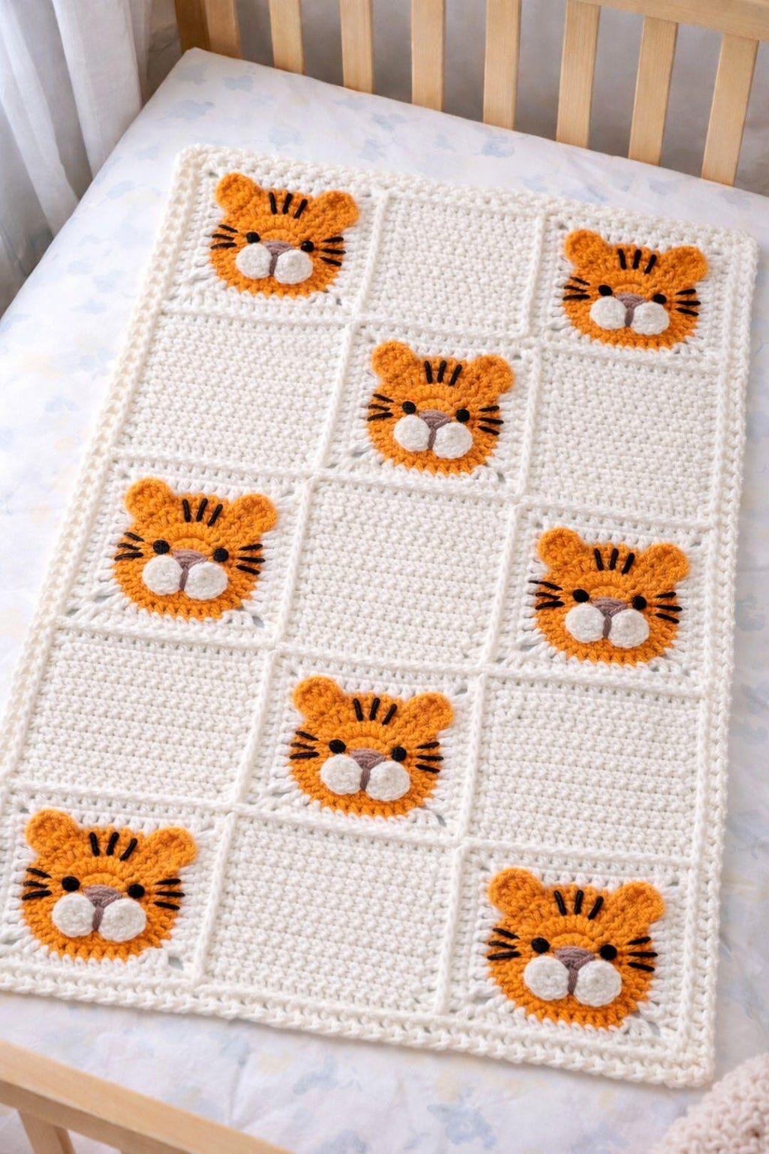 Handmade Crochet Tiger Baby Blanket – Jungle Nursery Decor – Animal ...