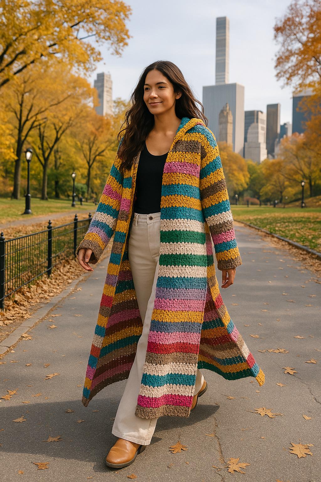 40 Long Cardigan Crochet Patterns for Stylish Layers in Every Season 34 Striped Crochet Afghan Cardigan