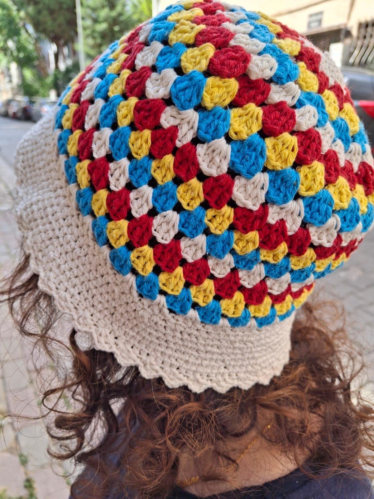 NWT Anthropologie Granny Square Crochet Bucket Hat Handmade Granny Square Festival Hat – Boho Crochet Bucket  main image 2