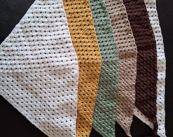 Handmade Crochet Cotton Bandana, Boho Hair Scarf
