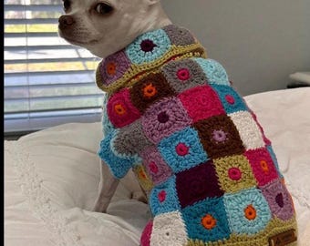 Colorful Patchwork Crochet Dog Sweater, Custom Pet Outfit - Etsy