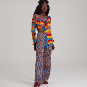 Crochet Unisex Trousers | Rainbow Party Pants | Colorful Knitted Trousers | Crochet Pants | Retro Pants | Harry Styles Trousers