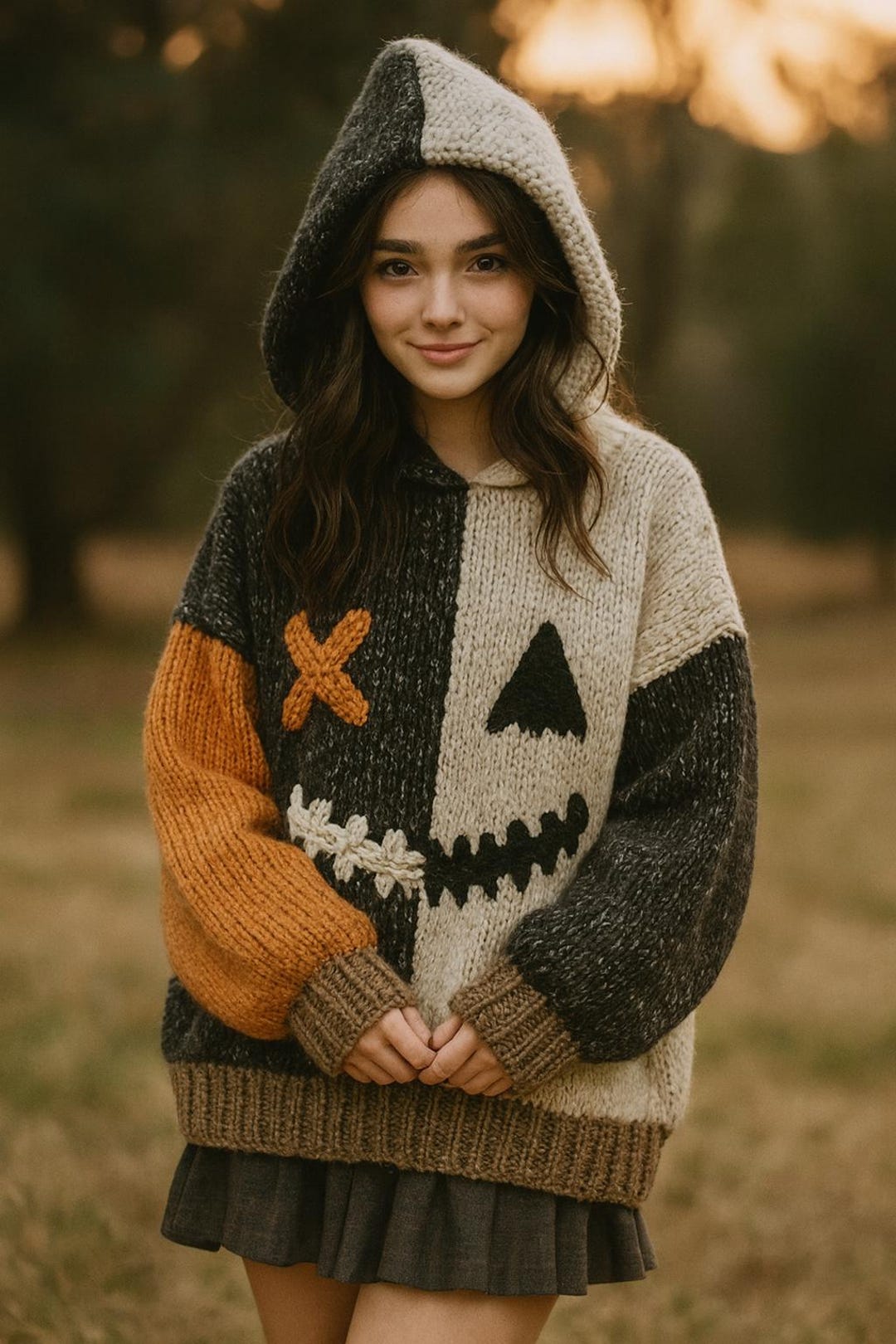 Handmade Cotton Mixed Patchwork Halloween Cardigan: Unisex Fall