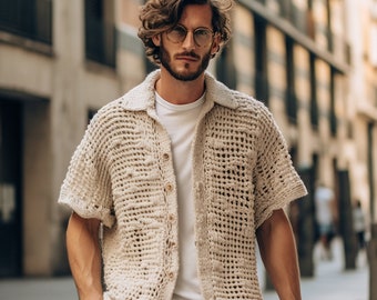 Handmade Summer Shirt for Men, Crochet Shirt, Unisex Shirt
