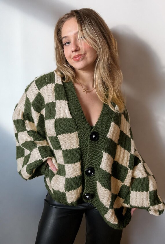 Black and White Plaid Cardigan: XS-4XL V Neck Cardigan - Etsy
