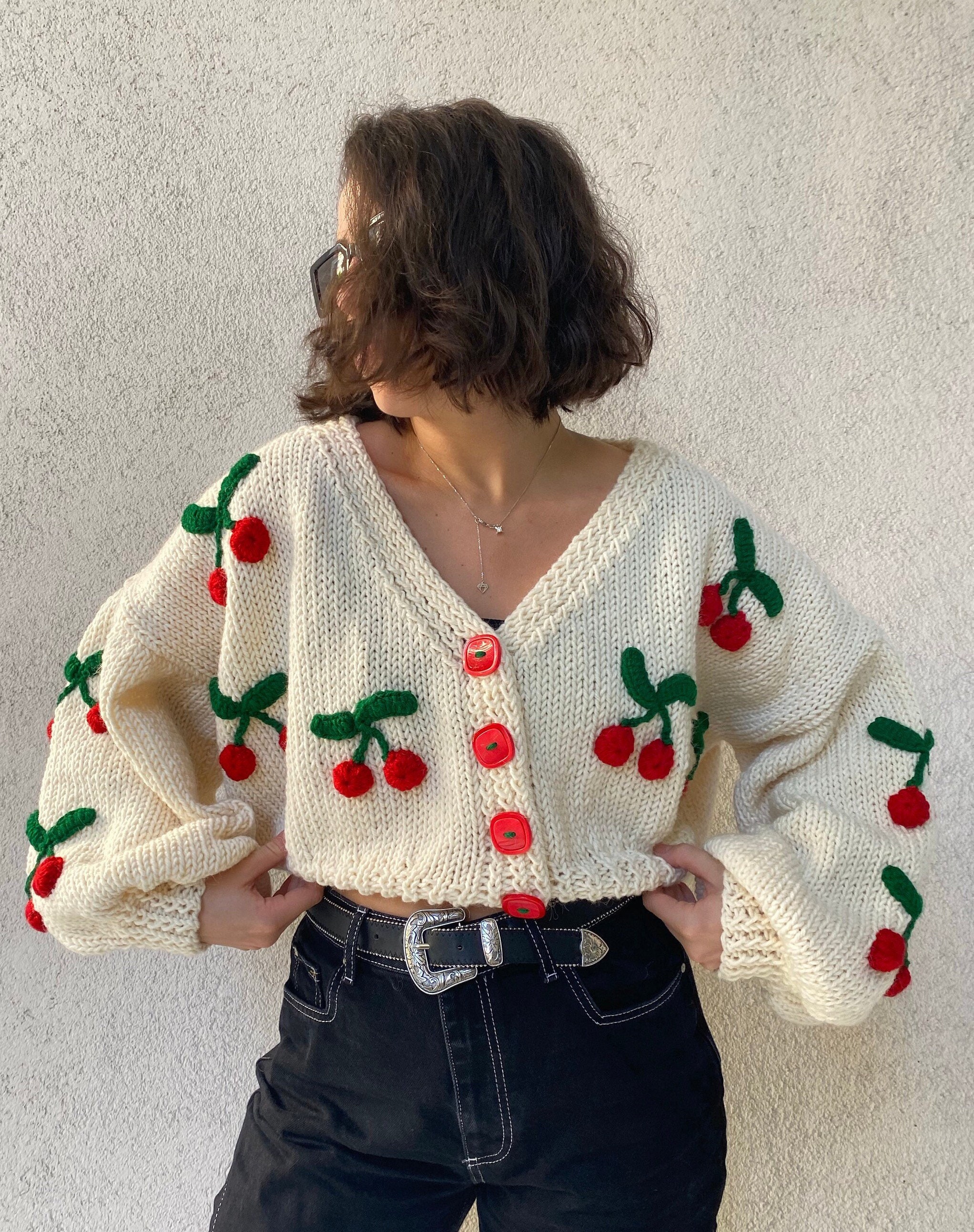 Cherry Cardigan - Etsy Cherry Cardigan - Etsy