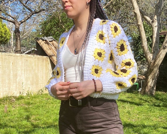White Granny Square Cardigan With 