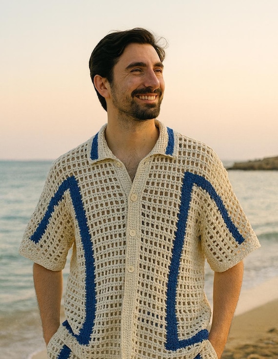 Handmade Crochet Summer Shirt, Beige Unisex Beach Style - Etsy
