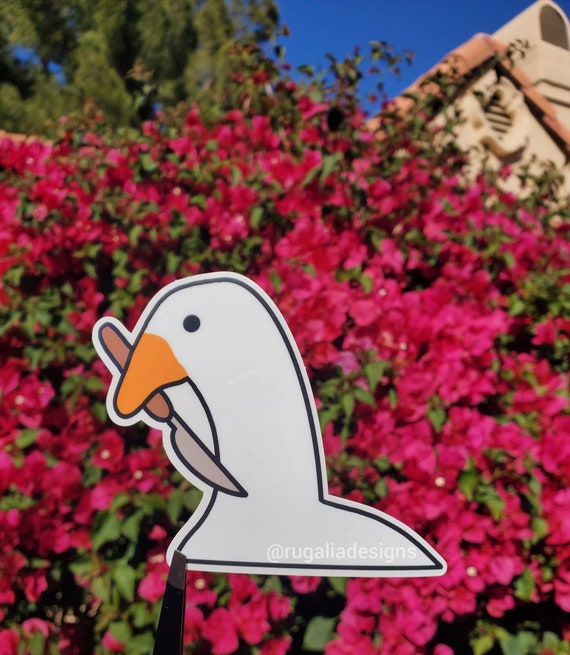 Goose With Knife Peeker Car Decal