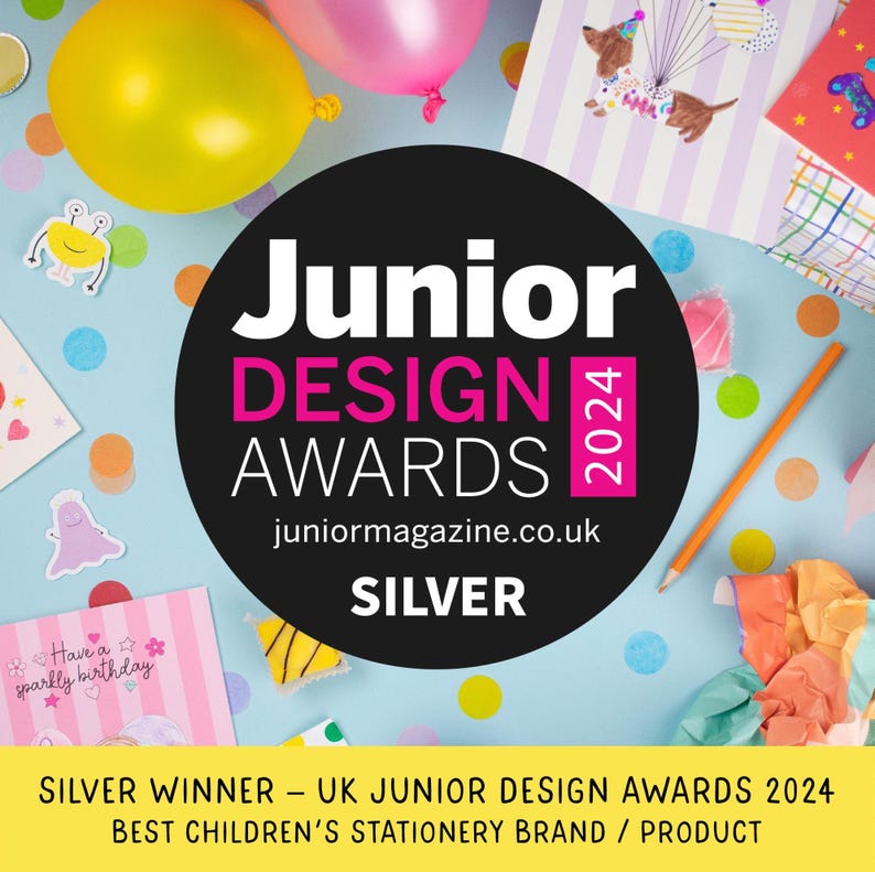 UK Junior Design Awards 2024 Silver Winner, Best Children's Stationery Brand — Little Green Vibes unicorn sticker sheets