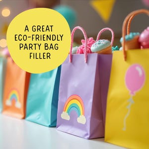 Eco-friendly unicorn party bag fillers, plastic-free sticker sheets for children's birthday parties, no plastic tat