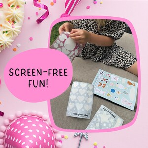 Child peeling unicorn sticker sheet, screen-free fun for kids aged 3 to 8, ideal party bag filler, plastic free