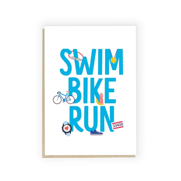 Triathlon Card | Swim Bike Run | You Did it | Congratulations | You Finished | Celebration | Well done | Sport | Ironman | Made in the UK