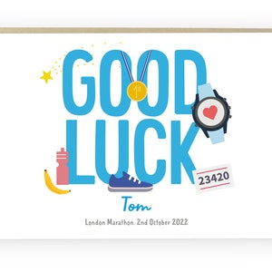 Personalised Good Luck | Marathon | Half Marathon | 10km | 5km Run | Sports | Boy Male Running card | Made in the UK | 100% recyclable