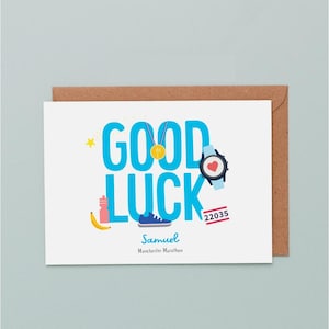 Porte-bonheur personnalisé | Marathon | Semi-marathon | 10 km | Course de 5 km | Sport | Carte de course homme garçon | Fabriqué au Royaume-Uni | 100 % recyclable
