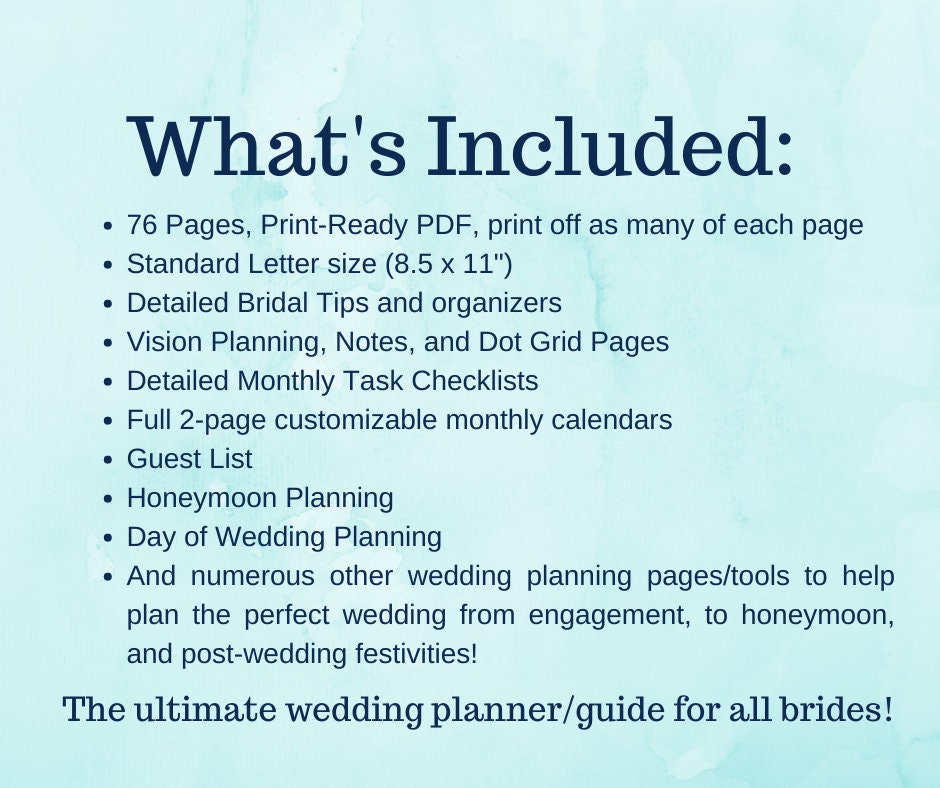 Printable Ultimate Wedding Planner and Guide: Tips Templates - Etsy