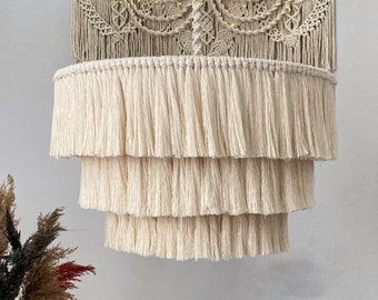 Boho light. Fringe Chandelier, Tassel Lamp Shade 60 cm width/40cm height Macrame Chandelier, Bohemian Chandelier, Tassel Chandelier