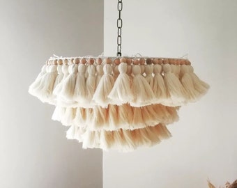 Boho-licht. Fringe kroonluchter, kwast lampenkap, macrame kroonluchter, Boho lampenkap, Boho decor, kwast kroonluchter