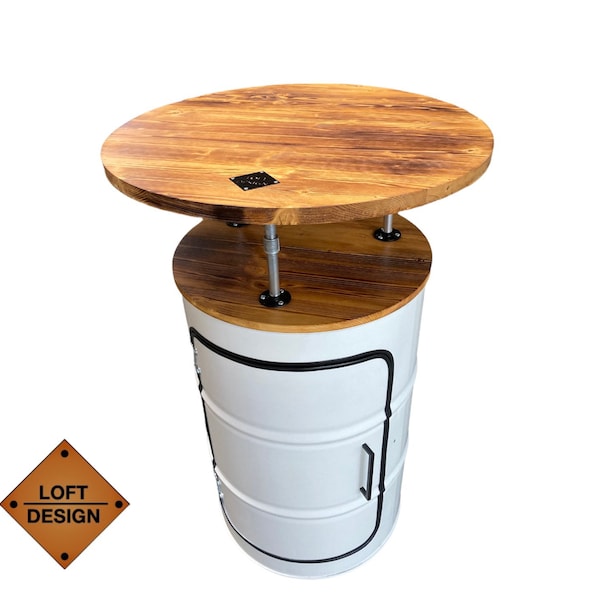 Baril baril armoire baril loft étagère industrielle table en bois table basse étagère à whisky bois table à café boucle table planche fait main jardin béton